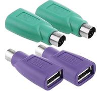 HAAMNING7 Adaptateur PS2 vers USB Clavier et Souris, USB A femelle - PS/2 mâle, Prise clavier PS2 de Remplacement, Adaptateur Passif (NE Peut Pas CORRESPONDRE À Toutes Les Cartes MÈRES), 4 Pièces