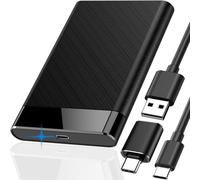 HAAMNING7 Boîtier Externe pour Disque Dur 2,5 Pouces, 6 Gbps, sans Outil, USB 3.0 vers SATA III, pour Disque Dur SSD de 7 mm/9,5 mm, avec câble d'extension USB vers Type-C