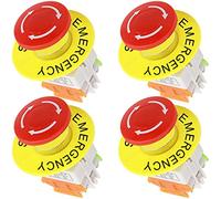 HAAMNING7 bouton-poussoir d'arrêt d'urgence verrouillage 22mm trou de montage capuchon de champignon rouge 1NO 1NC avec panneau d'arrêt d'urgence 60mm, 4 pièces