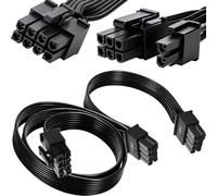 HAAMNING7 Câble d'alimentation GPU 8 broches vers câble GPU PCIe double 6 + | Câble adaptateur d'alimentation pour carte graphique PCIe 18 AWG 60 cm (6 + 2) broches (mâle) pour blocs d'alimentation
