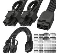 HAAMNING7 Câble de conversion pour carte graphique PCIE GPU, double connecteur femelle 16 broches vers connecteur mâle 8 broches (6+2) pour alimentation électrique (19,5 cm/7,6")