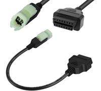 HAAMNING7 Câble de diagnostic OBD2 4 broches, adaptateur OBD2, rallonge Connecteur de diagnostic moto OBDII 4 broches mâle vers 16 broches femelle, pour Kawasaki et pour Honda