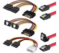 HAAMNING7 Câble SATA DATA Power Splitter SSD HDD Cable, Molex 4-pin to 2x SATA 15-pin Power Cord, SATA Y Splitter, 5 Pcs Hard Drive Cable Kit
