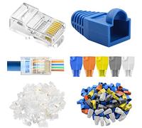 HAAMNING7 Connecteur RJ45 CAT6/5 Mâle, Fiche RJ45 Ethernet 8P8C Métal Blindé(Trou de Fil 1.1mm/0.043in) avec Mâle à sertir RJ45 transparent, 50 Pièces