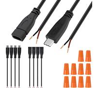 HAAMNING7 Connecteur USB C DIY Soudable 2 fils Câble d'extension d'alimentation Connecteur de chargeur Prise 2 broches Ligne pour PCB Adaptateur USB vers DIP pour Arduino, Bandes LED