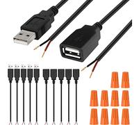 HAAMNING7 Connecteurs USB Câble Prise USB 2.0 à Souder Réparations Type A 2 Broches Femelle Mâle Adaptateur D'alimentation Jack Fil Ouvert Chargeur Cordon de Charge D'extension, 10 Pièces