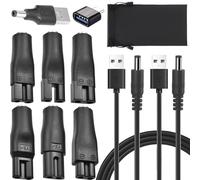 HAAMNING7 Cordon d'alimentation 5V adaptateur USB de remplacement, câble de charge pour tondeuses électriques, tondeuses à barbe (2 câbles & 7 adaptateurs & sac)