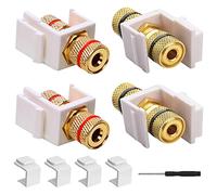 HAAMNING7 Fiche Banane Keystone Jack Insert, Haut-Parleur Audio Keystone Connecteur Noir & Rouge Anneau Vis Type Inline Coupleur, avec Blank Keystone Jack Inserts, Tournevis (9 Pcs)