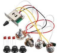 HAAMNING7 Kit de câblage pour guitare, faisceau de câblage précâblé micros | Sélecteur 5 positions 2T1V, potentiomètres A500k et B500K, pour Fender guitares de type, pour Squier ou pour Stratocaster.