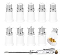 HAAMNING7 Lot de 10 adaptateurs B22 vers E27 pour douilles de lampe, convertisseur universel, douille à baïonnette vers à vis, avec stylo testeur électrique