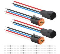 HAAMNING7 Lot de 2 connecteurs électriques étanches pour voiture, camion ou bateau, série DT, pour câbles Deutsch 4 broches, 16 AWG, mâle et femelle, avec gaine thermorétractable.