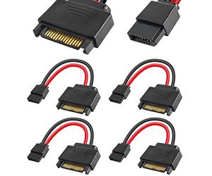 HAAMNING7 Lot de 4 câbles adaptateurs d'alimentation SATA 15 broches mâle vers SATA 6 broches femelle Slimline pour disques durs SATA Slimline, 12 pouces (30 cm)