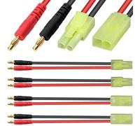 HAAMNING7 Lot de 4 câbles pour Mini Tamiya vers connecteur banane 4 mm. Câble adaptateur pour Mini Tamiya femelle mâle vers banane 4 mm 14 AWG, pour-drone RC FPV voiture batterie quadricoptère