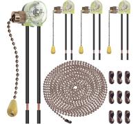 HAAMNING7 Lot de 4 interrupteurs pour ventilateur de plafond, interrupteur marche/arrêt SPST à deux fils avec cordon de chaîne de 4 m pour applique murale, lampe de table, remplacement