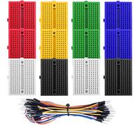 HAAMNING7 Mini breadboard 170 Points Platine Électronique D'essai Kit pour Arduino des Petits Prototypages, Multicolore, avec 65 Fils de Cavalier, Petit Kit de Carte Prototype, 12 Pièces