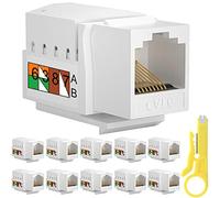 HAAMNING7 Prise RJ45 Cat6 Keystone, Prise murale Ethernet Coupleur en ligne Connecteur réseau Cat6 Compatible Cat5/5e/6 - Coupleur réseau Cat6, 10 Pièces