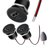 HAAMNING7 Prise USB 12 V, ports Type-A + Type-C entièrement en aluminium, prise de charge USB 12 V/24 V pour camping-car, montage encastré, prise de charge rapide 24 W (lot de 2)