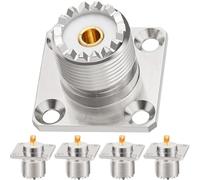 HAAMNING7 SO239 Connecteur UHF, 4 trous, panneau à bride, montage sur châssis, SO 239 Bulkhead, femelle à souder, connecteur coaxial RF (paquet de 5)