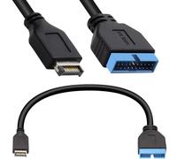 HAAMNING7 USB 3.1 Panneau avant Type-E en-tête vers USB 3.0 19/20 broches Câble d'extension de carte mère Adaptateur mâle vers mâle Transmission de données Ligne connecteur d'ordinateur pour ASUS