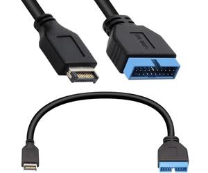 HAAMNING7 USB 3.1 Panneau avant Type-E en-tête vers USB 3.0 19/20 broches Câble d'extension de carte mère Adaptateur mâle vers mâle Transmission de données Ligne connecteur d'ordinateur pour ASUS