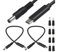 HAAMNING7 USB C to DC Power Cable, 9V 3A Type-C Plug to DC 5.5 x 2.1mm Male Charging Cable, USB C Input to DC Output Power Cord for Studio, Outdoor, With DC Converter Adapters (3FT, 2pcs)