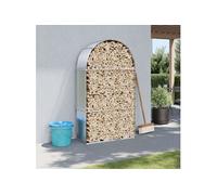 vidaXL Porte-bûches, Support à Bois de Chauffage avec Rangement, Étagère à Bois de Chauffage Extérieur, Argenté 120x45x210 cm Acier Galvanisé