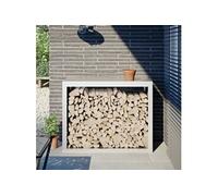 vidaXL Portant de bois de chauffage blanc 100x40x80 cm acier, magasin de bûches, porte-bûches de cheminée, support de bûches, stockage de bûches