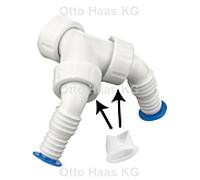 HAAS buse de tuyau double combinée 2913 37 mm, 1", polypropylène, blanc , avec clapet anti-retour