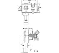 HAAS OHA 4060 Siphon mural encastré DN40 DN50 Appareil Siphon