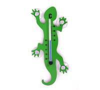 HAB & GUT - TG001 - Vert - Thermomètre de fenêtre Gecko de métal, 14 cm avec 4 ventouses puissantes pour Fixation intérieure ou extérieure