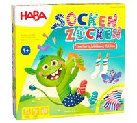 HABA 2011722001 Chaussettes de Jeu Familial à partir de 4 Ans avec véritables Chaussettes et Figurines en Bois Édition spéciale 20 Ans