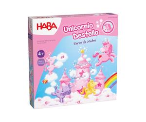 HABA 2012232005 - Licorne Scintillante - Tour de Nuages - Jeu de société coopératif d'habileté - Plus de 4 Ans