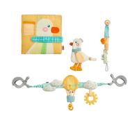 HABA 2012333001 Kit de Jeu pour bébé en Forme d'oie 4 en 1 avec chaîne de Poussette, Attache-tétine, hochet et Album Photo - pour Regarder, émerveiller et Attraper Les Enfants à partir de 0 Ans