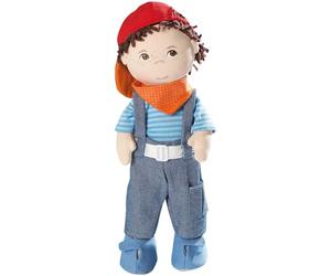 HABA 2142 - Poupée Max, à partir de 18 mois, garçon cool pour jouer et câliner, avec des vêtements et des cheveux doux