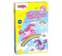 HABA 300123 - Einhorn Glitzerglück Der Wolkenschatz, Zauberhaftes Würfelspiel mit 60 Glitzerkristallen für 2-4 Spieler AB 3 Jahren, Schönes Geburtstagsgeschenk für Alle Kleinen Einhorn-Fans