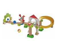 HABA 300438 - Toboggan à Billes Kullerbü Moulin à Vent - Ensemble de 25 pièces en bois et en plastique avec une courbe raide et des effets spéciaux pour les enfants de 2 ans et plus