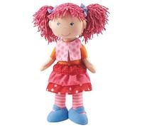HABA 302842 - Poupée Lilli-Lou avec cheveux roses en nattes, yeux bleus et visage brodé pour les 18 mois et plus
