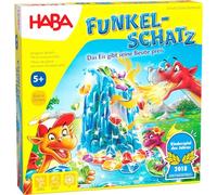 HABA 303402 - Funkelschatz Brettspiel, Lustiges Mitbringspiel für 2-4 Spieler AB 5 Jahren, mit 90 Funkelsteinen Und 9 Ringen in EIS-Optik, Schönes Geschenk zum Geburtstag