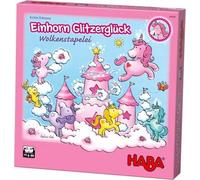 HABA 304539 - Licorne Scintillante - Empilage de Nuages - Jeu d'empilage coopératif avec Licornes et Nuages en Bois - Jeu à partir de 4 Ans