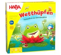 HABA 305272 Jump Around Frogs A colourful dice and hopping game! Whose water lily will bloom ﬁrst? For 2-4 players, aged 3-7 - English Version (Made in Germany)