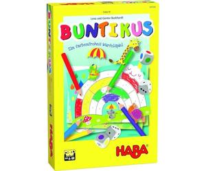 HABA 305538 - Buntikus, Jeu à emporter à partir de 4 Ans pour 2 à 4 Joueurs, durée de Jeu de 10 Minutes, Jeu de dés et Jeu de Peinture en Un, idée Cadeau à emporter, Jouer et Peindre