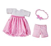 HABA Ensemble de vêtements pour poupées Robe de rêve 305555 – 3 pièces polyester rose/blanc 32 cm