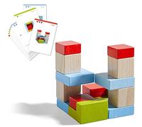 Haba 3D-Legespiel Vier Mal Vier (Kinderspiel): 16 Steine, 10 Vorlagekarten.