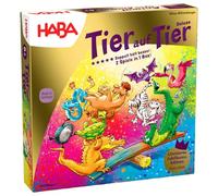 HABA Animal sur Animal Version Deluxe - Jeu d'empilage et de dés en Bois avec 30 Animaux colorés et Bascule - Plaisir animé pour Toute la Famille - Jeu à partir de 4 Ans - 2012205001