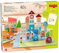 HABA Jeu Blocs et Puzzle Vie citadine – 2 jeux en 1, Bois PEFC, Dès 2 ans, Coloré