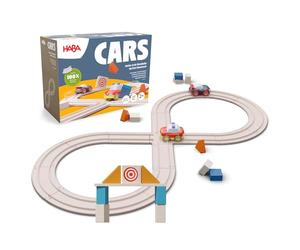 HABA Cars Mon Premier Circuit de Course - Set de 27 pièces, y Compris 2 Voitures - Durable en Bois et Plastique recyclés - pour Les Enfants à partir de 2 Ans - 2011834001