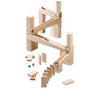 HABA Circuit de Billes en Bois - Jeu de Construction, 45 Pcs | Hêtre massif, Made in Germany - extensible, avec 6 billes en verre et livret de 24 pages