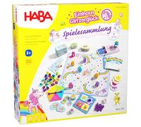 HABA Collection de Jeux Licorne Scintillante - 9 Jeux de dés, de Plateau et de Cartes variés - avec règles Simples - Fabriqué en Allemagne - pour Enfants à partir de 3 Ans - 2010879001