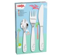 HABA Couverts Dinosaures - Couverts Enfant en Acier Inoxydable Motif Dino - Set Fourchette, Couteau et Cuillère - Passe au Lave-Vaisselle - A partir de 12 Mois - 2012819005