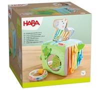 HABA Cube de découverte Zèbre - Cube sensoriel pour bébé avec zèbre en Bois Amovible & Effets de Jeu - Jouets pour bébé à partir de 6 Mois - 2012346001